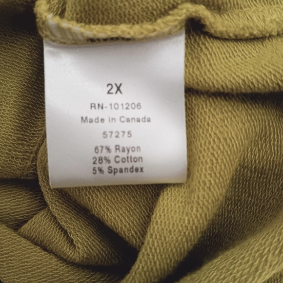 3X25 Soft Surroundings Tunic 2X Chartreuse Lime Green Long Sl Pocket Top Bamboo - Picture 8 of 11